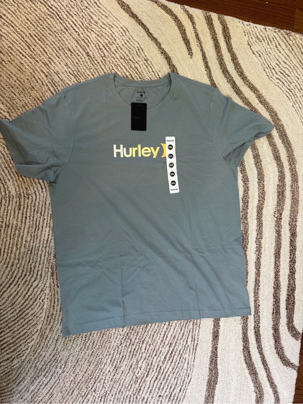 Hurley Short Sleeve Tee in Muted Blue-Green with Yellow Logo